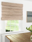 Stores en bambou Woven wood shades featured on the window add a natural, stylish touch to enhance any room's decor